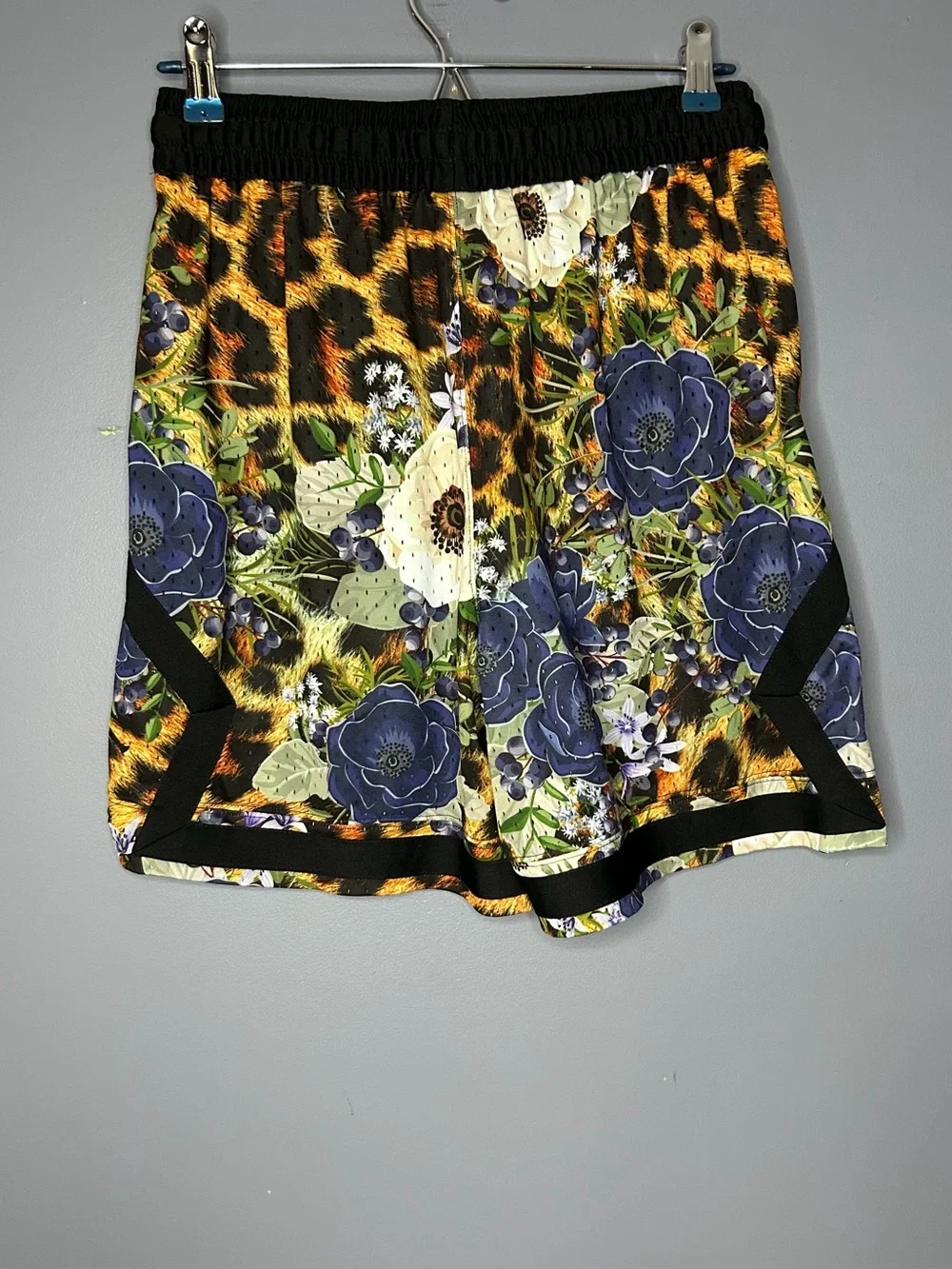 Jordan Diamond Shorts Black Leopard Blue Floral Print Mens L Jungle Unique Rare